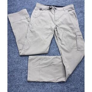 Prana Zion Mens Tan Hiking Climbing Pants Built-in Belt Snap Hem Size Small 32L